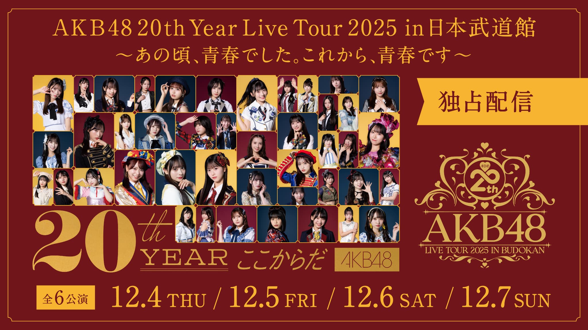 AKB48、結成20周年の集大成！日本武道館ライブをHuluで独占生配信決定！